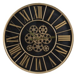 Clayre & Eef Horloge mural Ø 60 cm Noir MDF Fer Rond