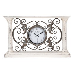 Clayre & Eef Orologio da pavimento 76x48 cm Bianco Legno Metallo Rettangolo