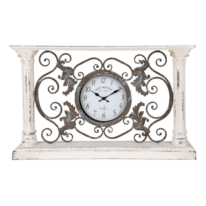 Clayre & Eef Horloge sur pied 76x48 cm Blanc Bois Métal Rectangle