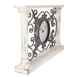 Clayre & Eef Orologio da pavimento 76x48 cm Bianco Legno Metallo Rettangolo