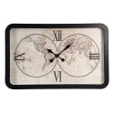 Clayre & Eef Wall Clock 80x51 cm Black Beige MDF Glass World Map