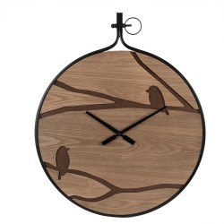 Clayre & Eef Wall Clock 60x4x72 cm Brown Black MDF Iron Birds