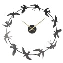 Clayre & Eef Horloge mural 69x66 cm  Noir Fer Rond Oiseaux