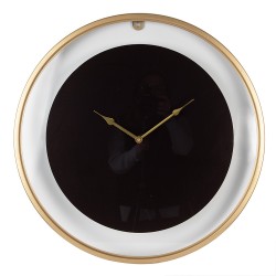 Clayre & Eef Horloge mural Ø 60 cm Noir Couleur or Fer Verre