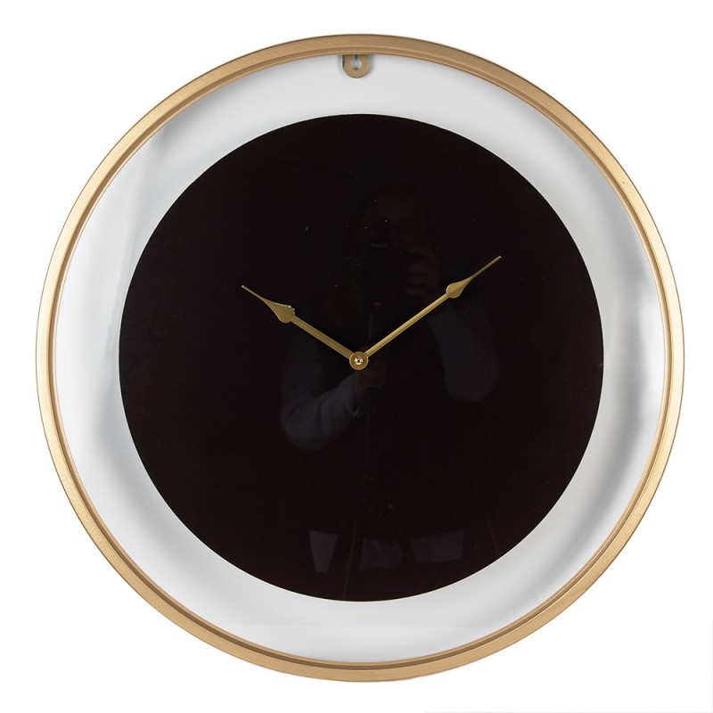 Clayre & Eef Wanduhr Ø 60 cm Schwarz Goldfarbig Eisen Glas