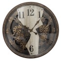 Clayre & Eef Wall Clock Ø 76x10 cm Brown Beige Plastic Glass