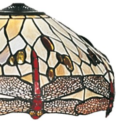 LumiLamp Lampshade Tiffany Ø 40 cm Brown Beige Glass Dragonfly