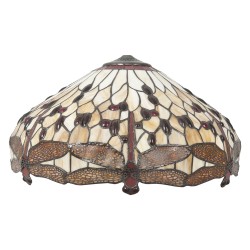 LumiLamp Lampshade Tiffany Ø 49x28 cm Brown Beige Glass Dragonfly