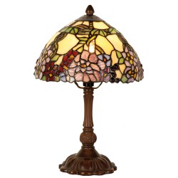 LumiLamp Table Lamp Tiffany Ø 22x32 cm Yellow Green Glass Flowers