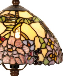 LumiLamp Table Lamp Tiffany Ø 22x32 cm Yellow Green Glass Flowers