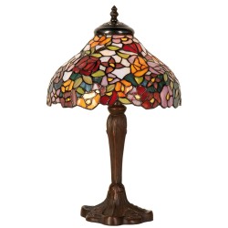 LumiLamp Lampada da tavolo Tiffany Ø 26x40 cm Marrone Rosso Vetro Fiori