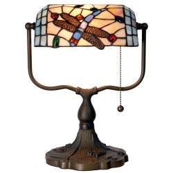 LumiLamp Table Lamp Tiffany 27x20x36 cm Blue Brown Metal Glass Butterfly