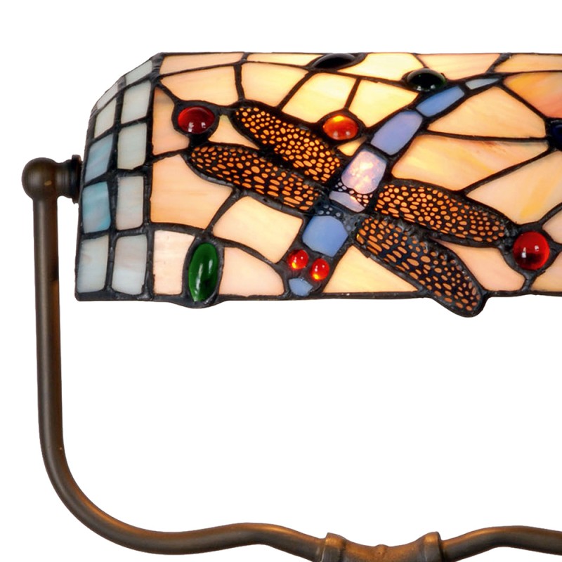 LumiLamp Lampe de table Tiffany 27x20x36 cm Bleu Marron Métal Verre Papillon