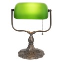 LumiLamp Bureaulamp Bankierslamp  27x20x36 cm Groen Bruin Metaal Glas