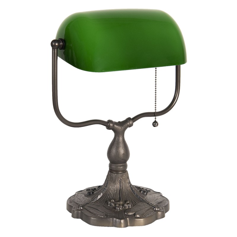 LumiLamp Bureaulamp Bankierslamp  27x20x36 cm Groen Bruin Metaal Glas