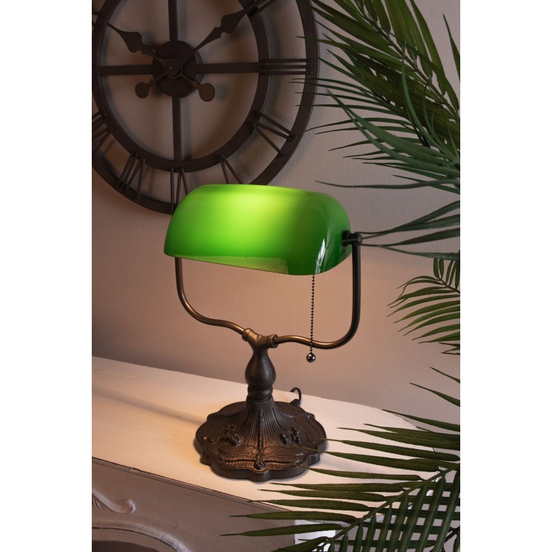 LumiLamp Desk Lamp Banker's Lamp 27x20x36 cm Green Brown Metal Glass