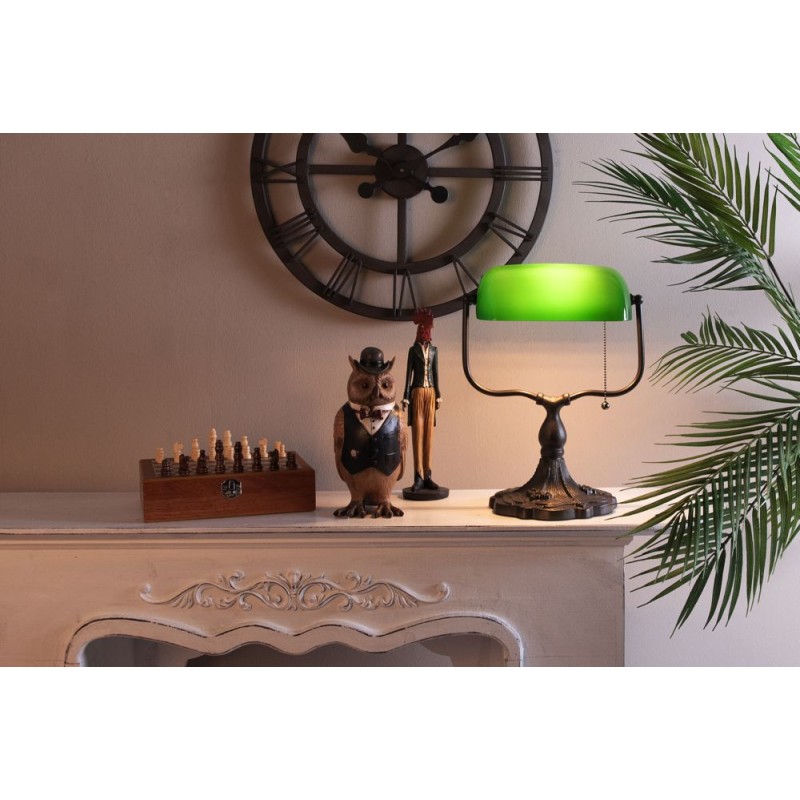 LumiLamp Desk Lamp Banker's Lamp 27x20x36 cm Green Brown Metal Glass