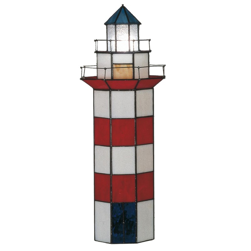 LumiLamp Lampada da tavolo Tiffany Faro 21x56 cm Rosso Bianco  Vetro Esagono