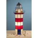 LumiLamp Tiffany Tafellamp Vuurtoren 21x56 cm Rood Wit Glas Zeshoek