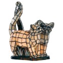 LumiLamp Table Lamp Tiffany Cats 27x18x35 cm  Beige Grey Glass
