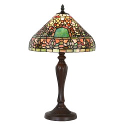 LumiLamp Lampada da tavolo Tiffany Ø 30x53 cm  Verde Marrone Vetro Plastica Rotondo