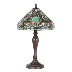 LumiLamp Lampada da tavolo Tiffany Ø 30x53 cm  Verde Marrone Vetro Plastica Rotondo