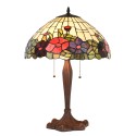 LumiLamp Tiffany Tafellamp  Ø 42x60 cm  Beige Rood Glas Kunststof Rond Bloemen