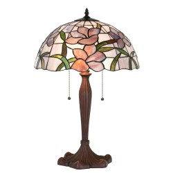 LumiLamp Table Lamp Tiffany Ø 40x60 cm  Pink Glass Plastic Round Flowers