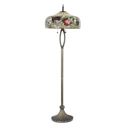 LumiLamp Tiffany Vloerlamp  Ø 48x165 cm  Beige Rood Glas Kunststof Rond Bloemen