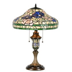 LumiLamp Table Lamp Tiffany Ø 46x60 cm  Beige Green Glass Plastic Round Flowers