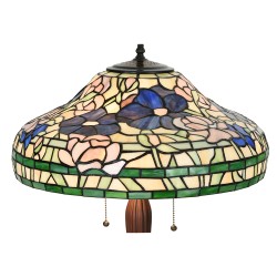 LumiLamp Lampada da tavolo Tiffany Ø 46x60 cm  Beige Verde Vetro Plastica Rotondo Fiori