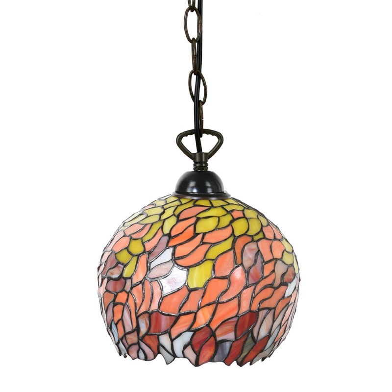 LumiLamp Hanglamp Tiffany  Ø 24x170 cm  Oranje Metaal Glas Rond