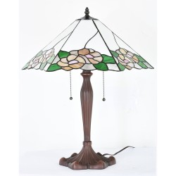 LumiLamp Tiffany Tafellamp  44x61x64 cm Wit Groen Glas Kunststof Rond Bloemen