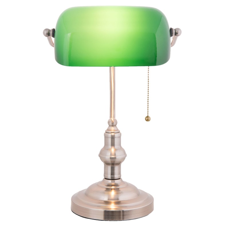 LumiLamp Lampe de bureau Lampe de banquier 27x17x41 cm  Vert Métal Verre