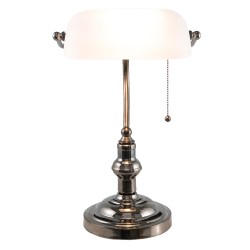 LumiLamp Bureaulamp Bankierslamp  27x23x42 cm  Wit Ijzer Glas