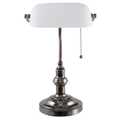 LumiLamp Bureaulamp Bankierslamp  27x23x42 cm  Wit Ijzer Glas