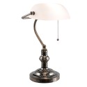 LumiLamp Bureaulamp Bankierslamp  27x23x42 cm  Wit Ijzer Glas