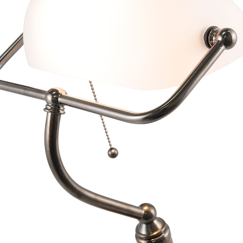 LumiLamp Bureaulamp Bankierslamp  27x23x42 cm  Wit Ijzer Glas