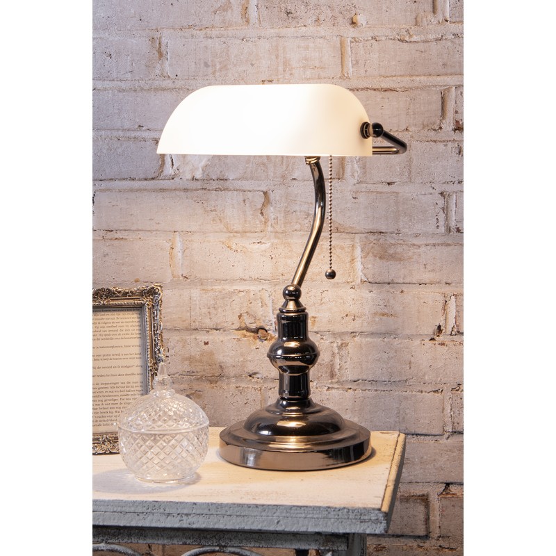 LumiLamp Desk Lamp Banker's Lamp 27x23x42 cm  White Iron Glass