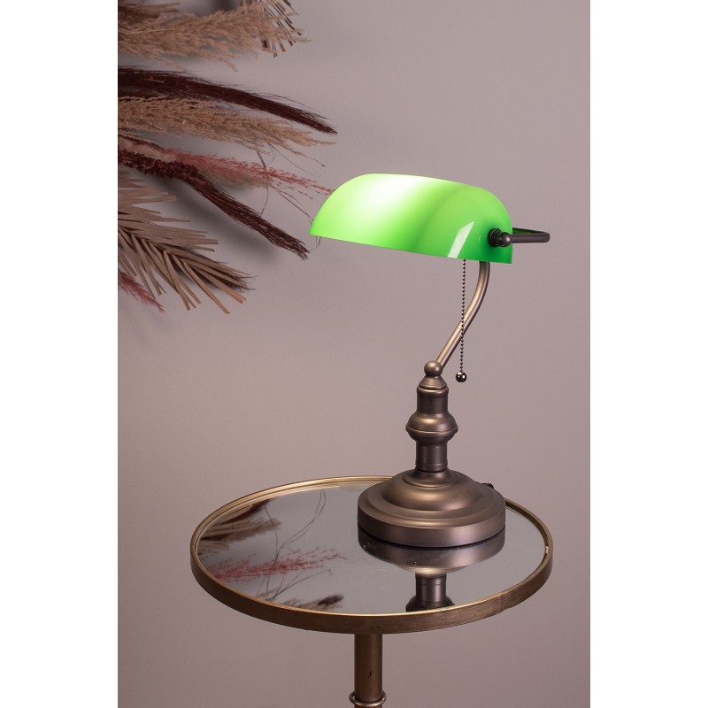 LumiLamp Bureaulamp  Ø 27x40 cm Groen Bruin Metaal Glas