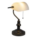 LumiLamp Bureaulamp Bankierslamp  Ø 27x40 cm  Wit Bruin Metaal Glas Rechthoek