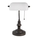 LumiLamp Lampe de bureau Lampe de banquier Ø 27x40 cm  Blanc Marron Métal Verre Rectangle