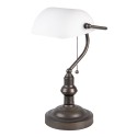 LumiLamp Lampe de bureau Lampe de banquier Ø 27x40 cm  Blanc Marron Métal Verre Rectangle