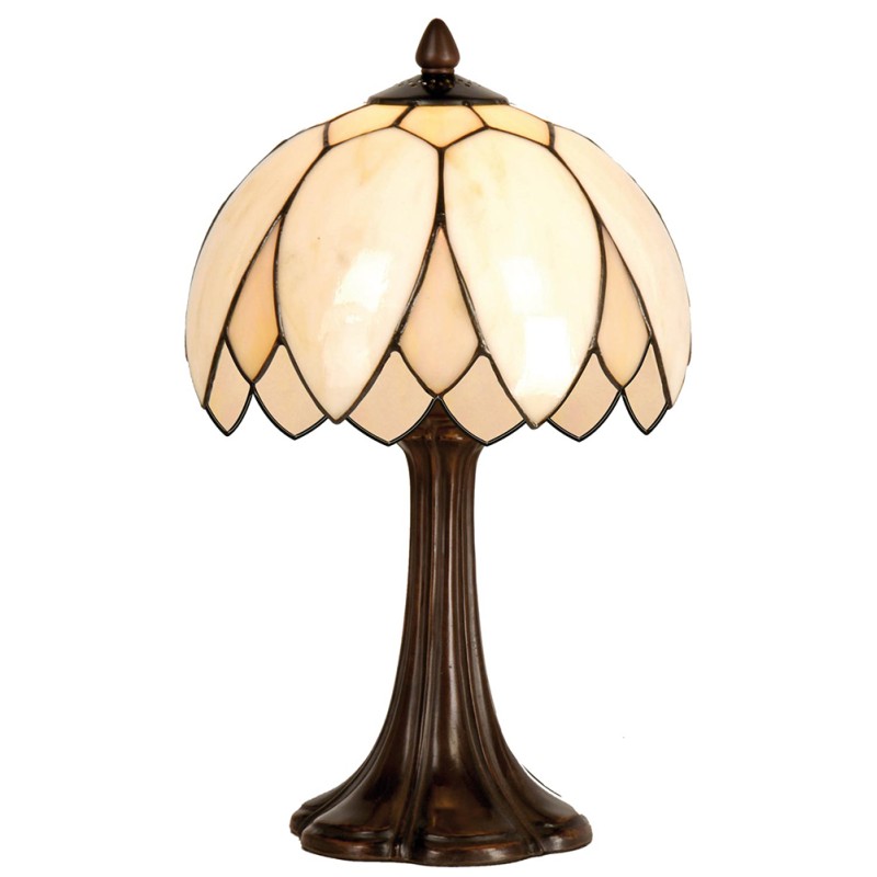 LumiLamp Lampada da tavolo Tiffany Ø 25x42 cm  Beige Marrone  Vetro