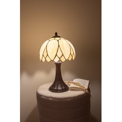 LumiLamp Lampada da tavolo Tiffany Ø 25x42 cm  Beige Marrone  Vetro