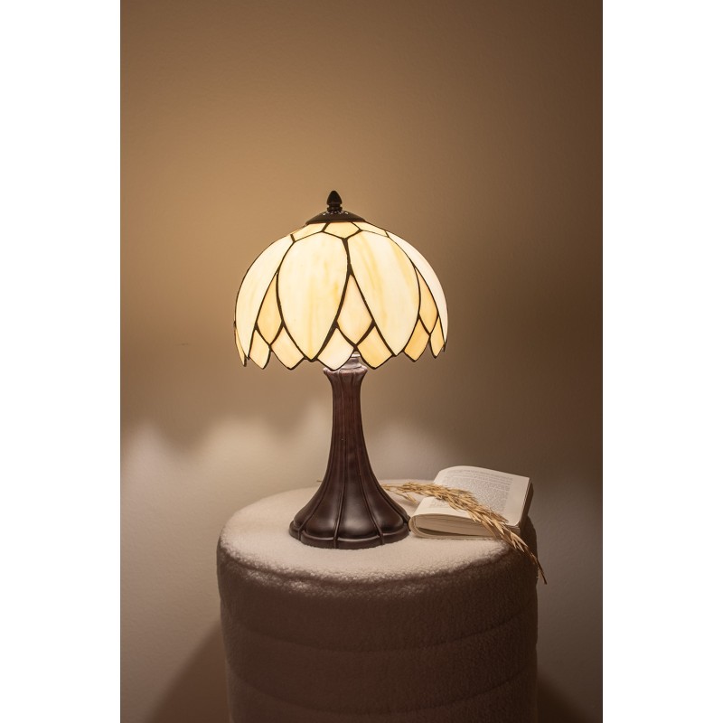 LumiLamp Lampe de table Tiffany Ø 25x42 cm  Beige Marron Verre