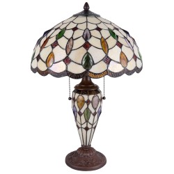 LumiLamp Lampada da tavolo Tiffany Ø 40x60 cm Beige Marrone  Vetro Semicerchio