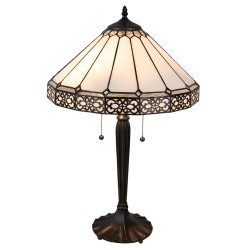 LumiLamp Lampe de table Tiffany Ø 41x62 cm Beige Marron Verre