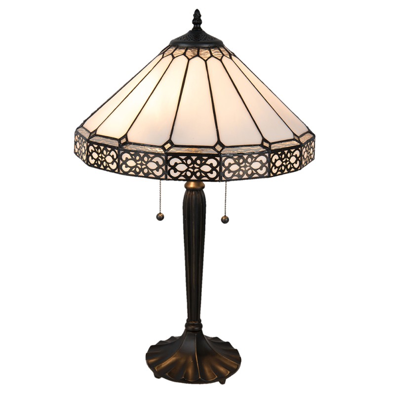 LumiLamp Lampe de table Tiffany Ø 41x62 cm Beige Marron Verre