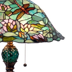 LumiLamp Table Lamp Tiffany Ø 47x60 cm Green Brown Glass Triangle Dragonfly